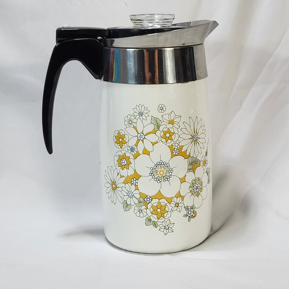 VTG 1970s Corning Ware Floral Bouquet 10 Cup Electromatic Percolator Coffee Pot - Picture 3 of 16